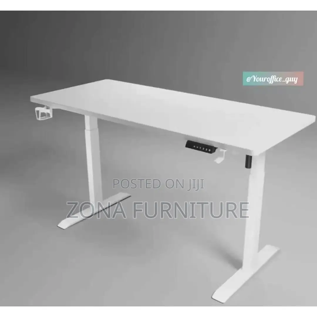 Electric Adjustable White Office Table
