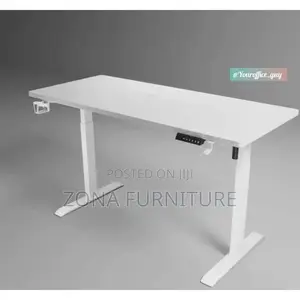 Electric Adjustable White Office Table