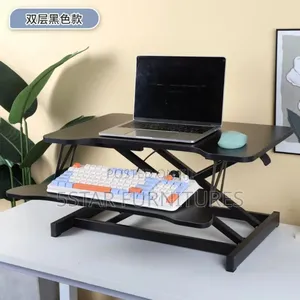 Black Adjustable Sit and Stand Computer Table