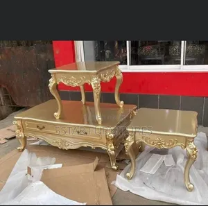 Wooden Center Table With 2 Side Stools