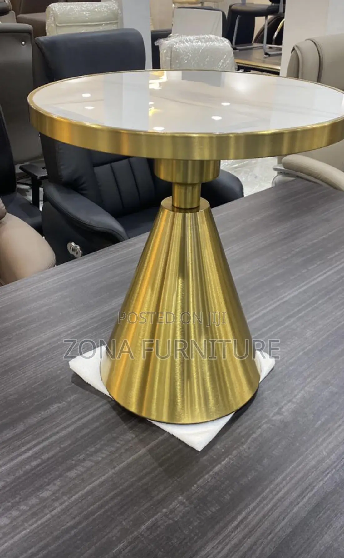 Side Stool Table, Ceramic Marble Top