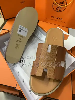 Hermes Leather Slipers 40-46 Black and Brown