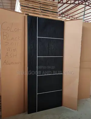 Black HDF Wooden Door, (53hsk)