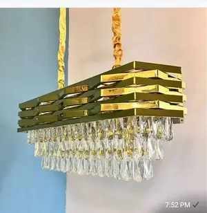 Nordic Square Crystal Pendant Lights Dimmable Living Room