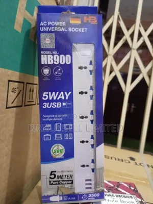5 Ways Surge Protector Extension Socket With 3 Usb Pot.