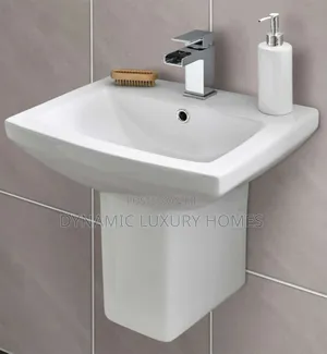 Square Wall Hung Wash Hand Basin With Pedestal