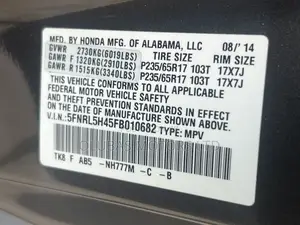Honda Odyssey 2015 Gray