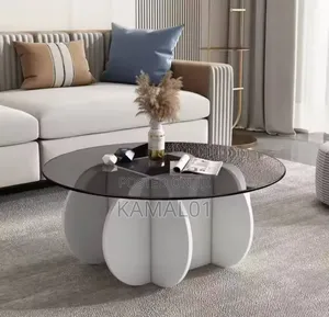 Living Room Luxury Round Table With Tempered Glass Top