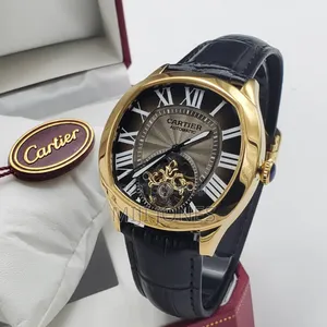 "Cartier Inspired Timepiece: Automatic Leather Watch"