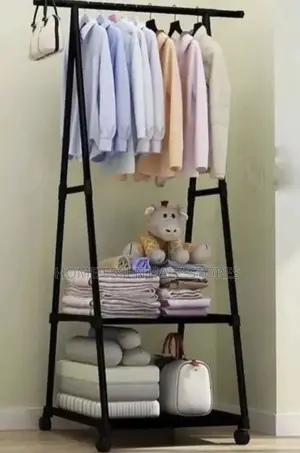 Triangle Clothes Rack With 2-Tiered Shoe Storage Shelves