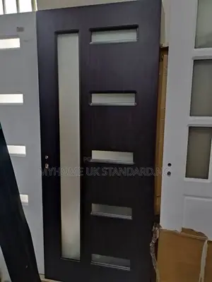 3ft Modern Interior Wooden Door With Glass Panels.