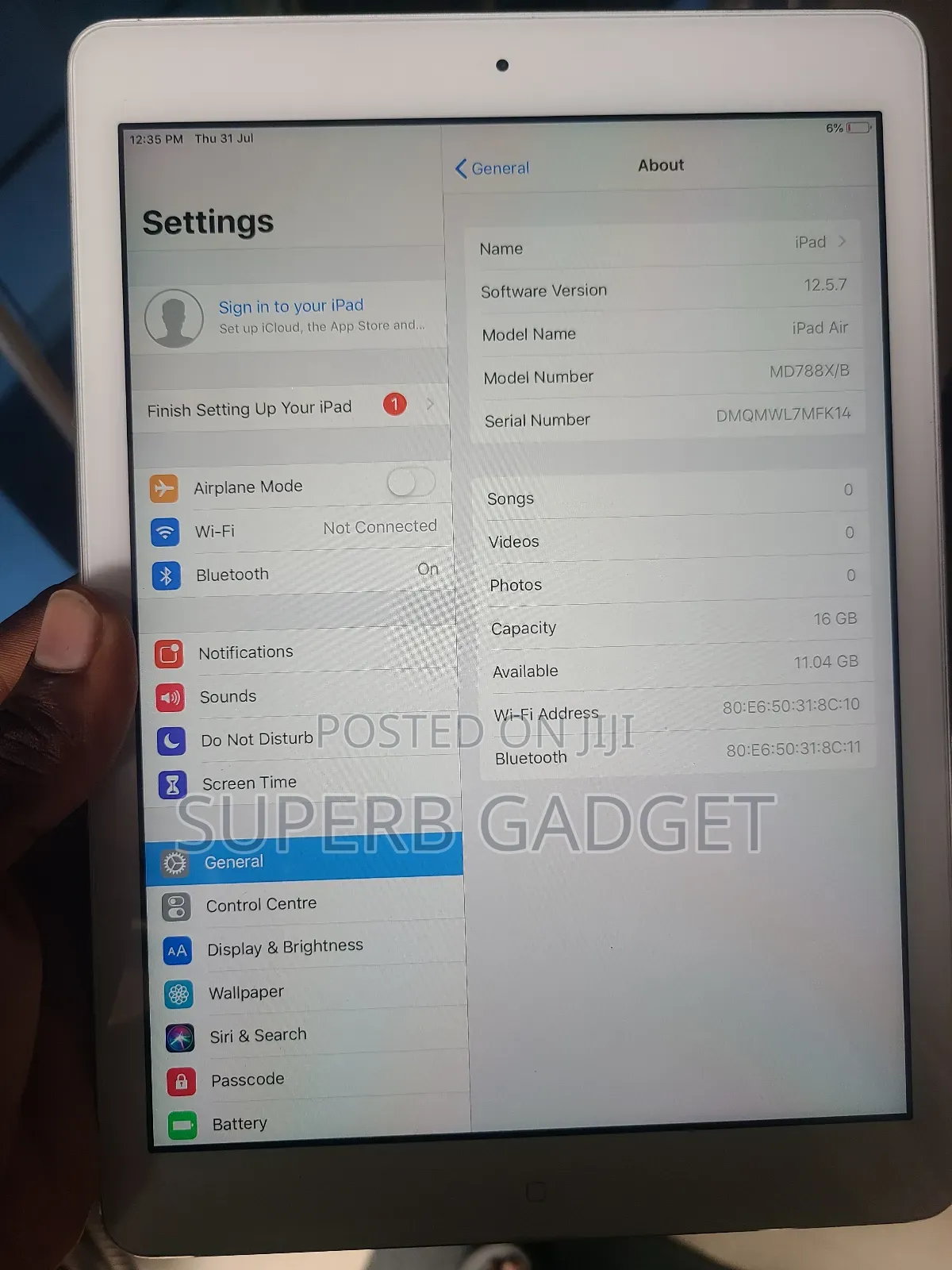 Apple iPad Air 16 GB White
