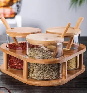 Kitchen Spice Storage Jar Canisters With Bamboo Lids