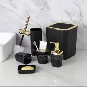 Complete 6 Piece Bathroom Set With Modern Ribbed Design