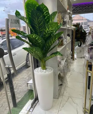 Artificial Plants, Vase and White Stones