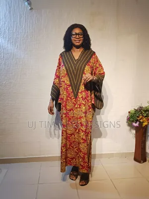 Long Ankara Bubu Gown Mixed With Asoke
