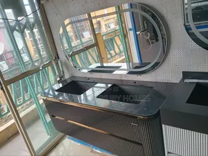 Quality PVC Wall Hung Double Bowl Cabinet With Led Mirror