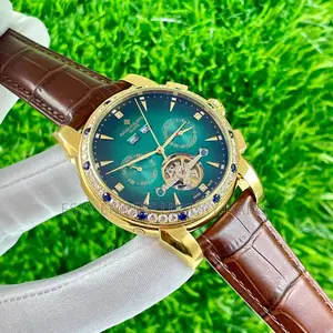 Automatic Patek Stone Leather Watch