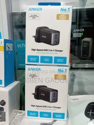 Anker Power Port 65w 3 Ports Gan Usb -C Wall Charger Pd