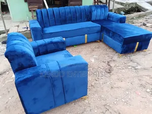 Blue Sofas L - Shape Set Chairs