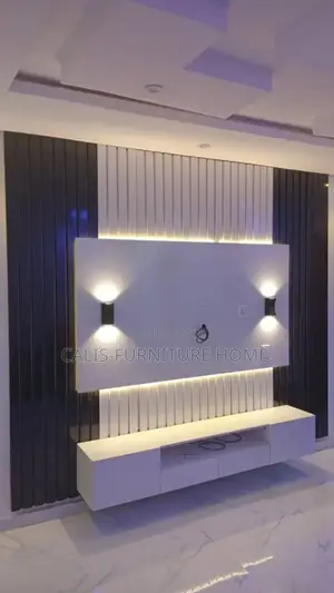 10ft X 8ft Tv Console. White and Black Color.