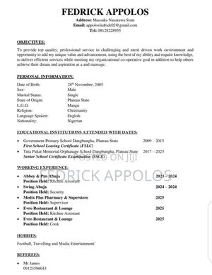 Looking for a Cook Job