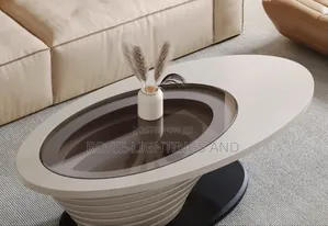Luxury Furniture With Glass Top Mirror Oval Center Table