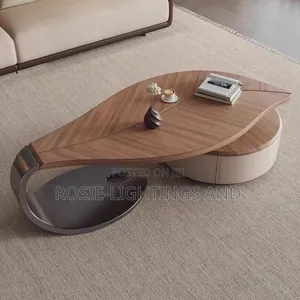 Modern Leaf Shaped Walnut Veneer Luxury Center Table