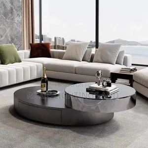 Luxury Modern Oval Rotable Center Table With Drawers