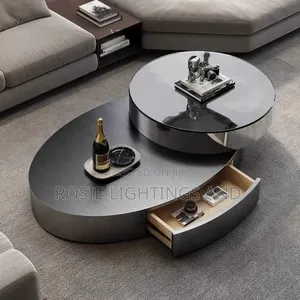 Luxury Modern Oval Rotable Center Table With Drawers