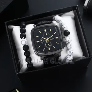 Jeremy Double Beaded Leather Wristwatch Comes in a Big Box