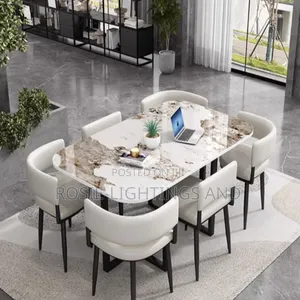 Newly Modern Exquisite Dinning Table 6 Chairs - White