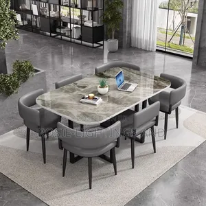 Newly Modern Exquisite Dinning Table and 6 Chairs[Gray ]