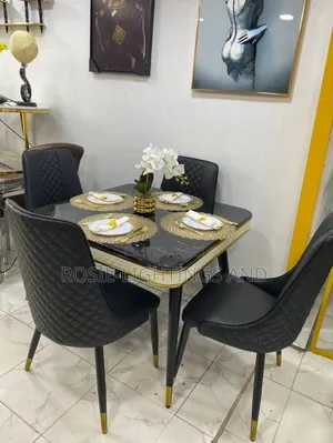 Exquisite Dinning Set of Table 4 Chairs- Black