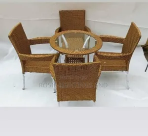 Outdoor Rattan Round Table and Chairs