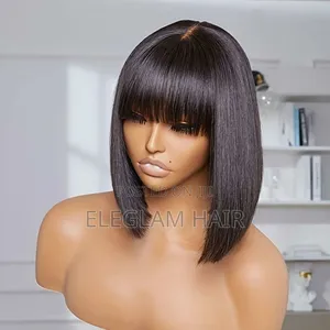 8 Inches Double Drawn Closure-Fringe Silky Straight Hair Wig