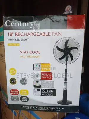 Century 18 Inches Rechargeable Fan (Frc-45-D) - Black