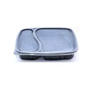 2comp Meal Tray With Lid Cover – Black (1000ml) – (50pcs)