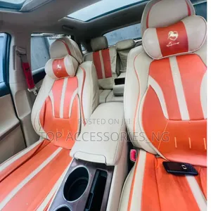 Orange and Cream Leather Seat Cover
