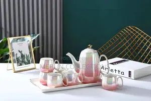 Ceramic Hollographic Teapots With 6cups and Tray