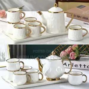 Ceramic Coffee Set Jug With 6cups and Tray