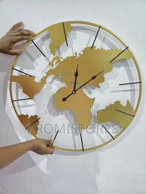 Big Creative World Map Design Wall Clock(Black/Gold)