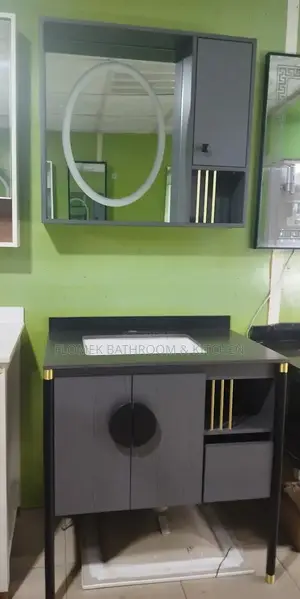 Luxury Wooden Stylish Gray Bathroom Cabinet