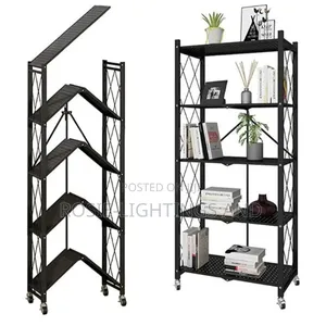 5-Layer Folding Mobile Steel Shelving Unit