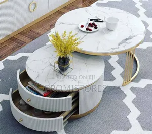 2in1 Luxury Marble Centre Table With 2 Drawers