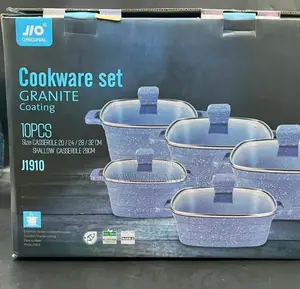 10pcs Oroginal Jio Cookware Set Granite Coating Pots Set
