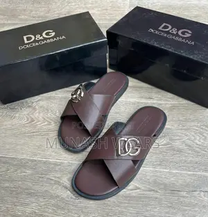 Dolce Gabbana Leather Slipers 40-46 Available in Brown And