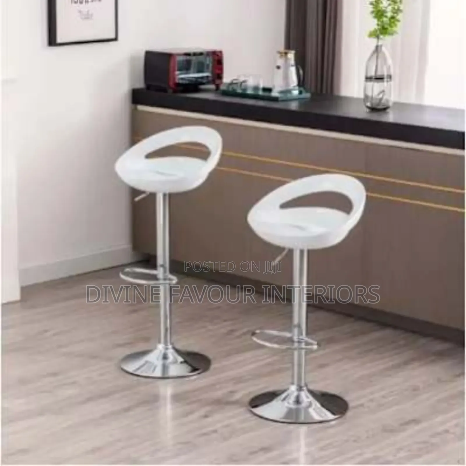 Plastic Adjustable Barstool -2pcs - White