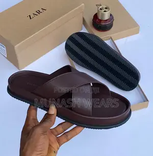 Zara Leather Slipers 40-46 Available in Brown and Black