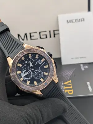 High Quality Luxury Megir Rubber Strap Wristwatch At